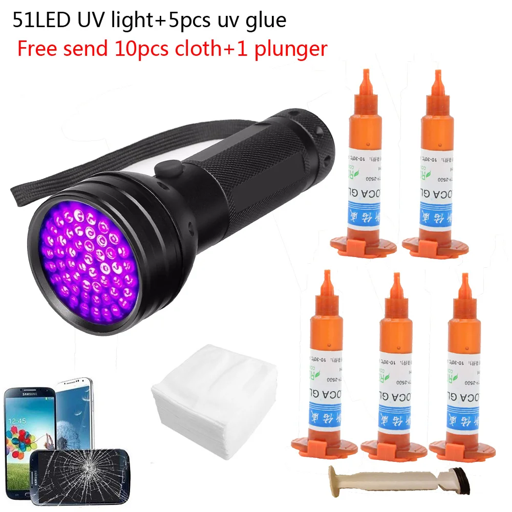 Liquid Uv Glue Kit - 51 LED, luce UV, 5 pezzi
